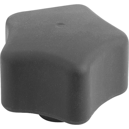 Kipp Five Lobe Grip Ergonomic D=M08 D1=63 H=45, Form:K Plastic, Black Ral7021, Comp:Stainless Steel K0786.06308